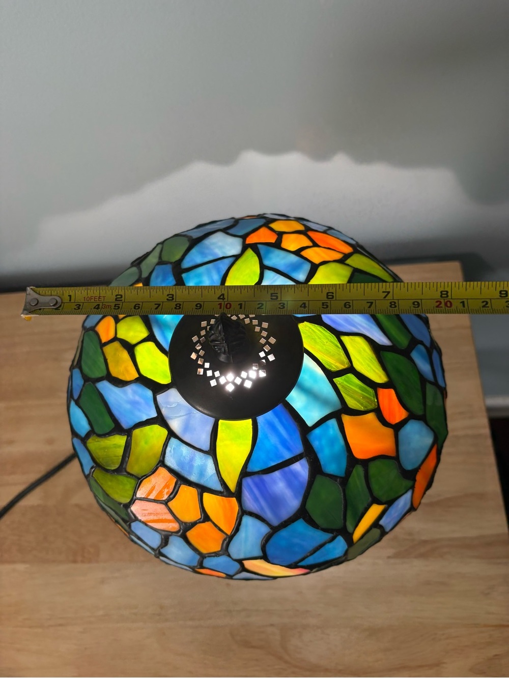 Stained Table Lamp - Multicolor Tiffany-Style Home Art (Not glass) - Picture 9 of 14